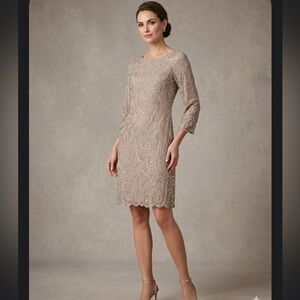 Alice + Olivia Taupe Long Sleeve Dress